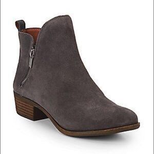EUC Lucky Brand Gray Zip Suede Booties